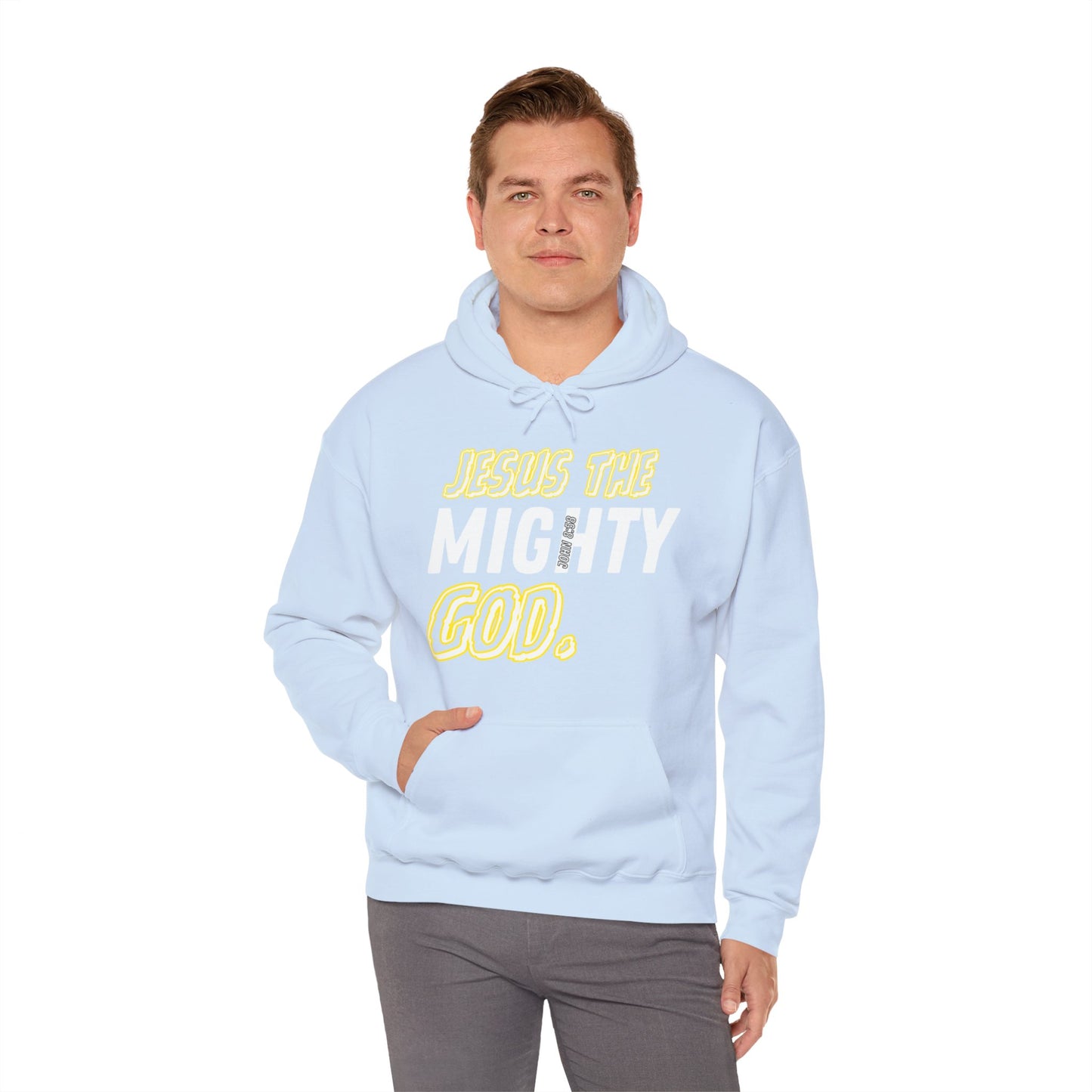 "CAROLINA BLUE" JESUS THE MIGHTY GOD HOODIE
